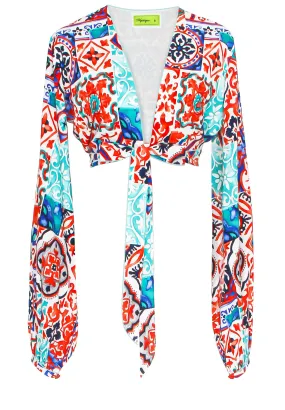 Siciliana - Carmella Cropped Blouse (Pastel Green)