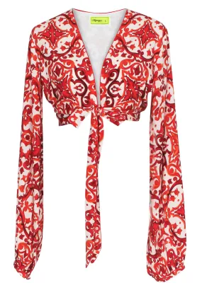 Siciliana - Rosa Cropped Blouse (Red)