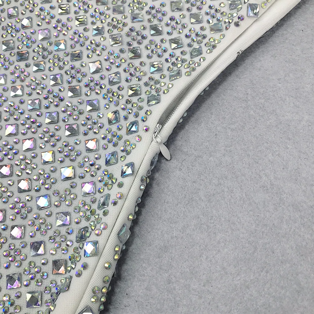 Strappy Sleeveless Rhinestone Maxi Bodycon Dress