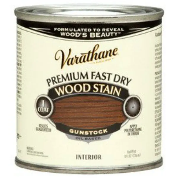 Varathane 262026 Premium Fast Dry Oil-Based Wood Stain, Gunstock, 1/2 Pint