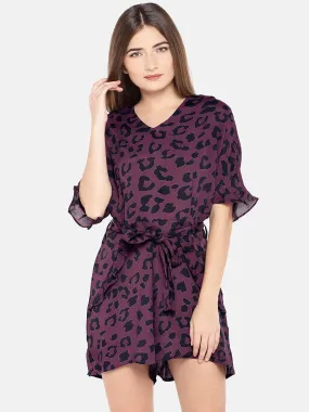 Women's Maroon Viscose Woven Regular Fit Jumpsuit