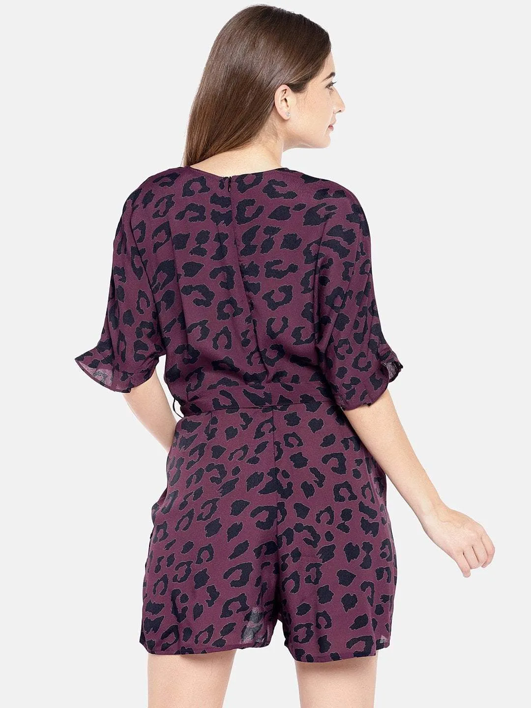 Women's Maroon Viscose Woven Regular Fit Jumpsuit