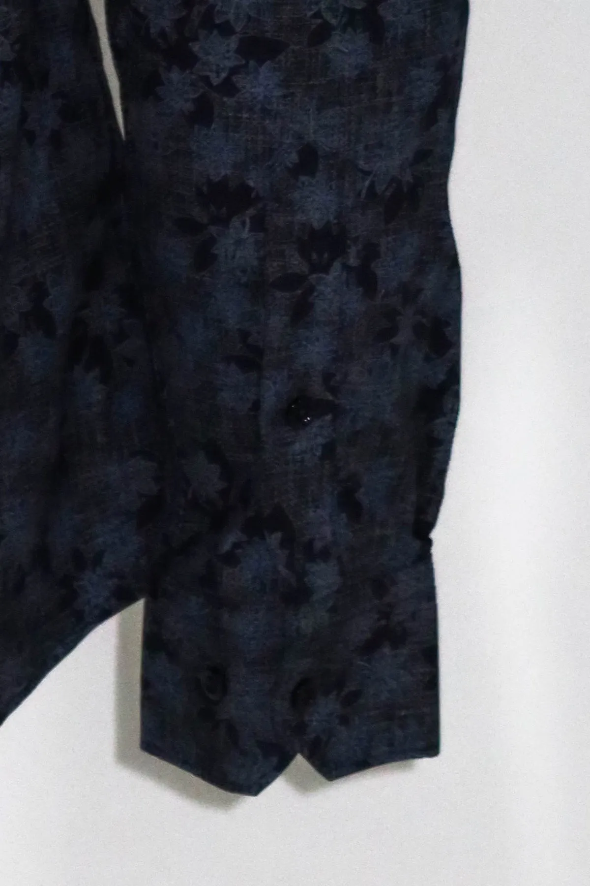 WSS Bloom Patterned Dark Blue Slim Fir Shirt  - Singen