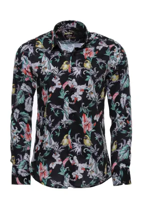 WSS Chain Zebra Leaf Patterned Slim Fit Long Sleeves Multicolor Men Shirt  - Singen