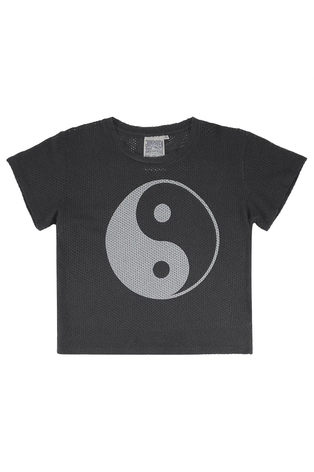 Yin Yang Carmen Mesh Cropped Tee
