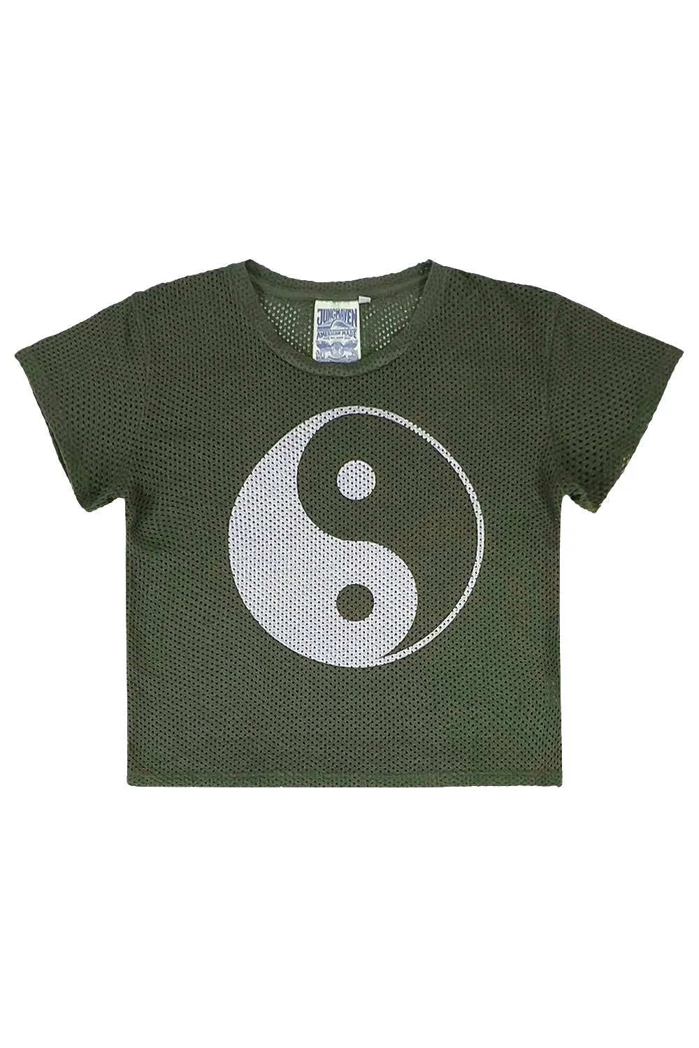 Yin Yang Carmen Mesh Cropped Tee