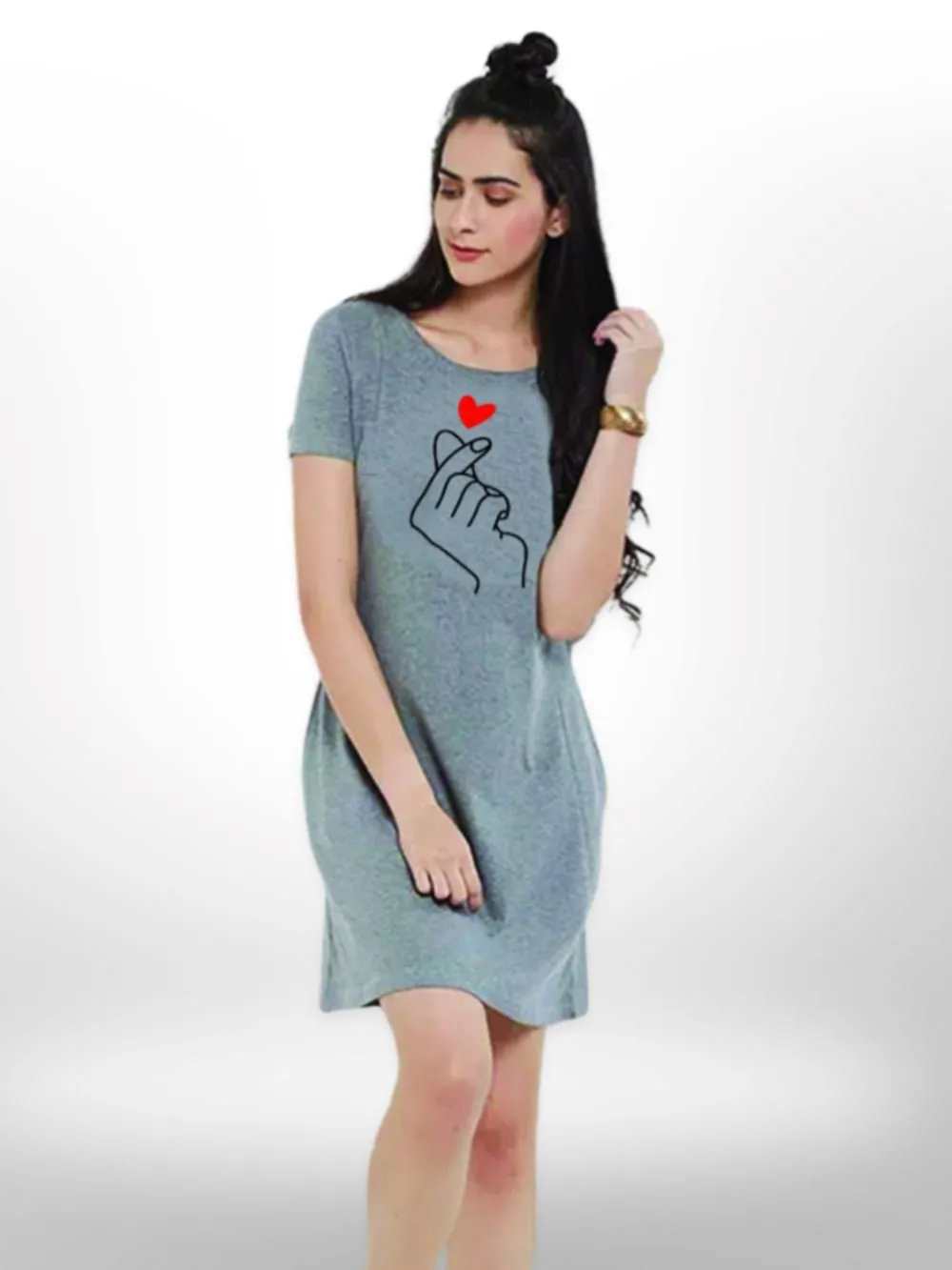 You Make Me More Heart Print Long T-shirt For Women's